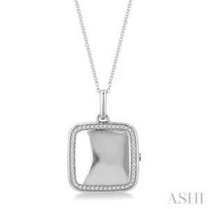 1/10 Ctw Square Shape Round Cut Diamond Keepsake Locket Pendant With Chain in Sterling Silver