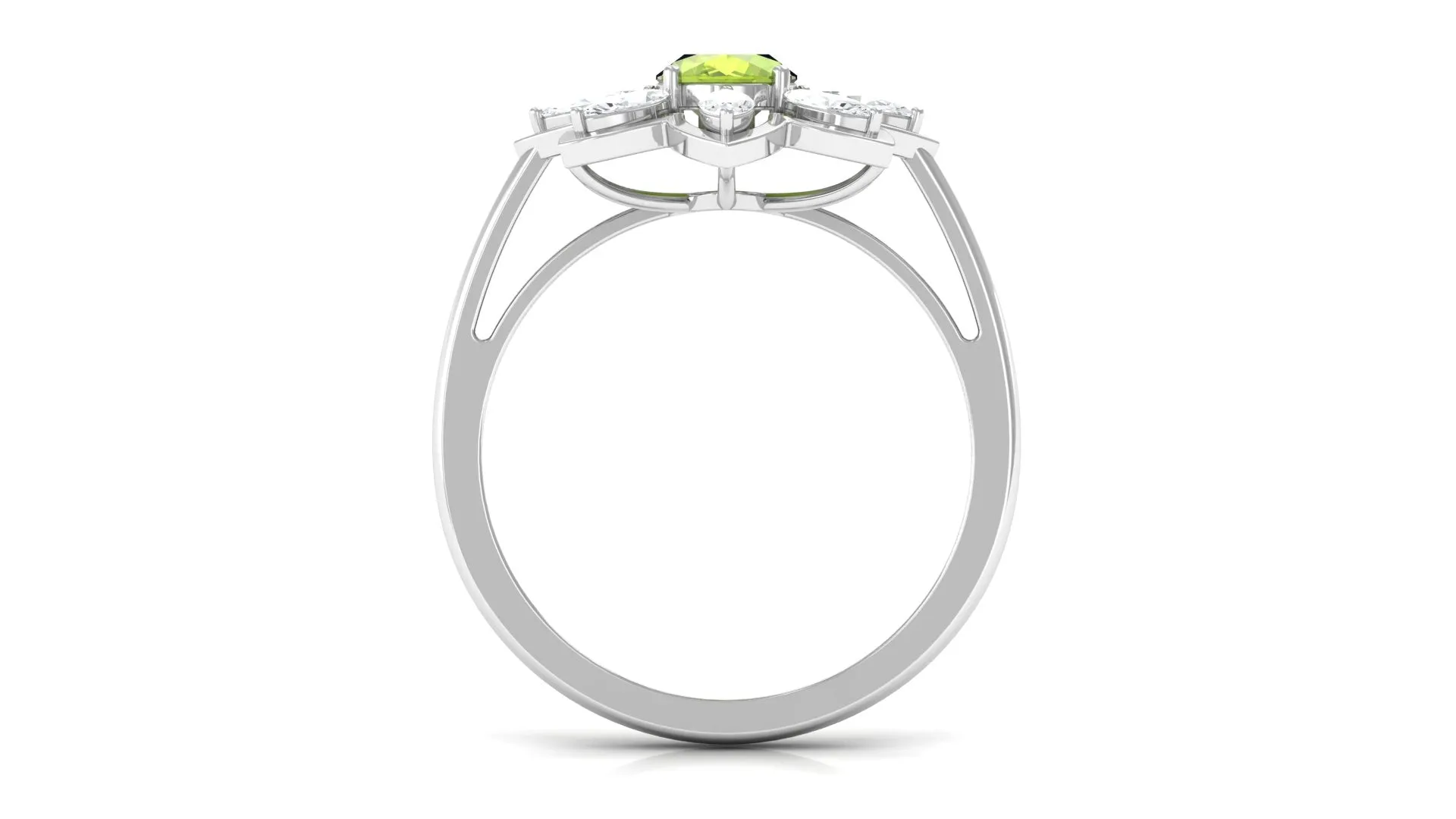 1.25 CT Oval Cut Peridot Cocktail Ring with Moissanite