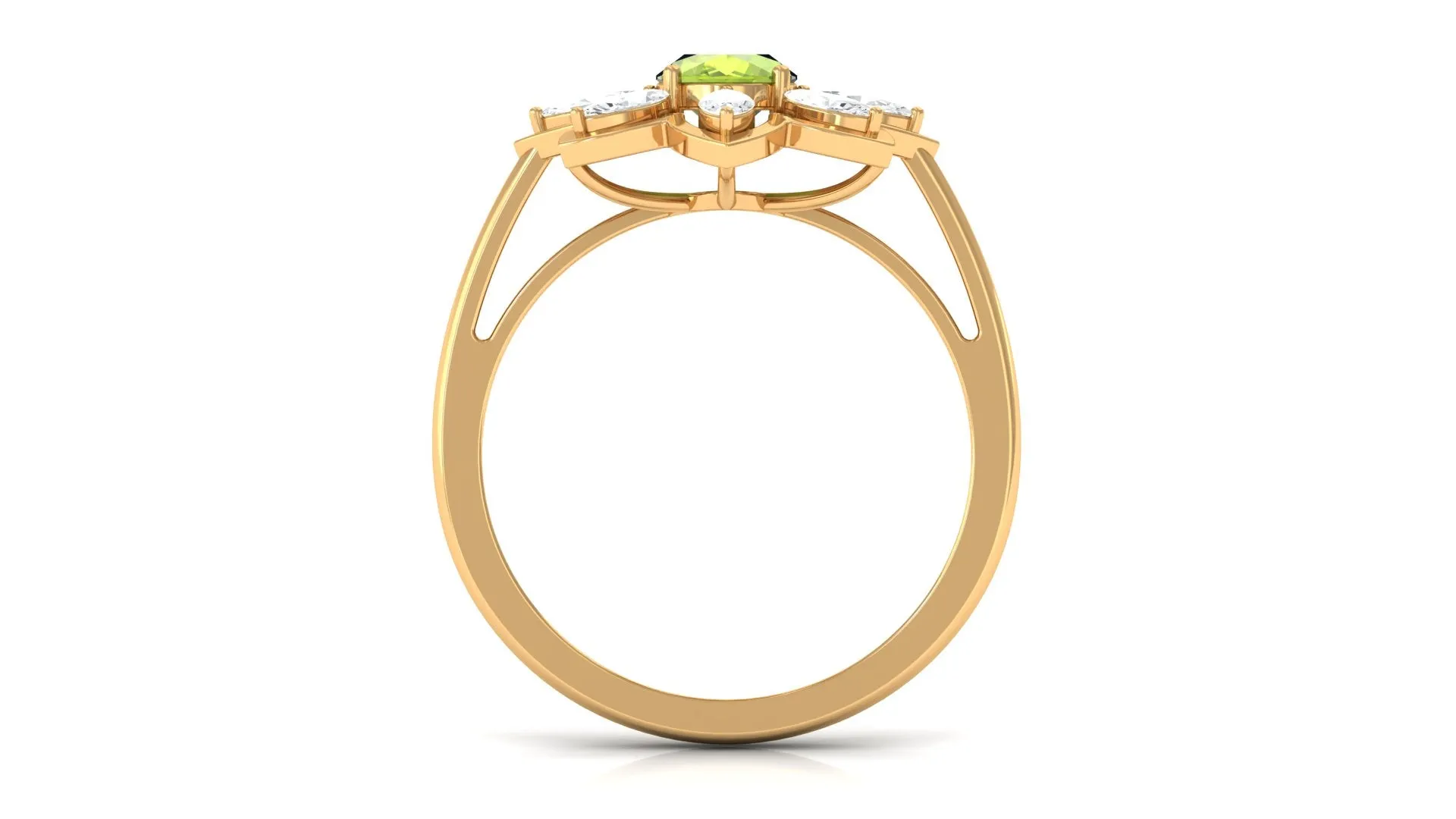 1.25 CT Oval Cut Peridot Cocktail Ring with Moissanite