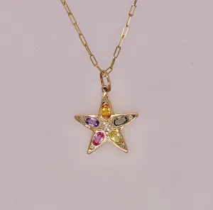 14K Diamond & Gemstone Star Charm