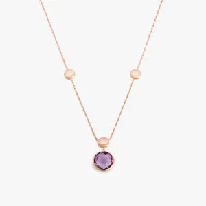 14K satin rose gold Kensington single stone necklace with amethyst