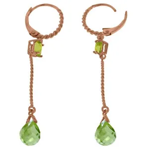 14K Solid Rose Gold Leverback Earrings Peridot Certified