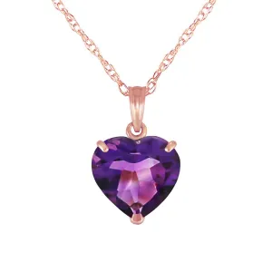 14K Solid Rose Gold Necklace w/ Natural 10mm Heart Amethyst