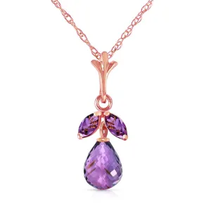 14K Solid Rose Gold Purple Amethyst Class Royal Necklace