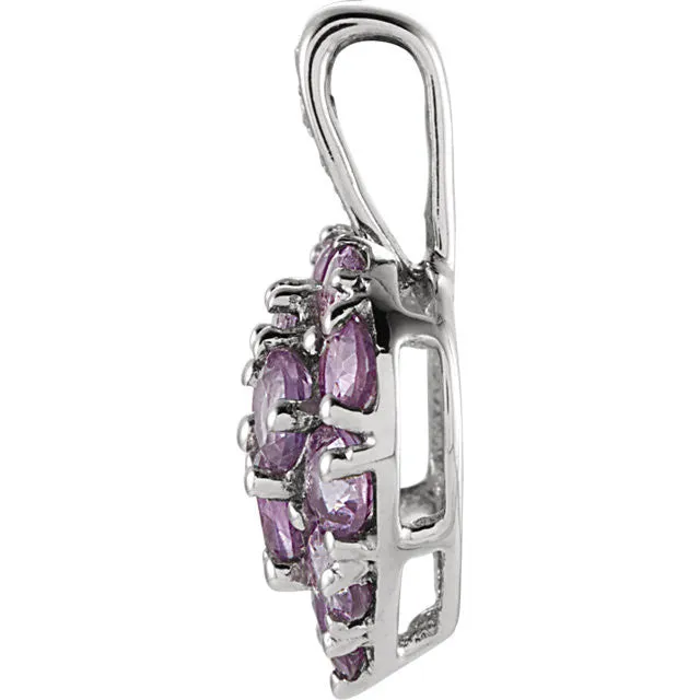 14K White Gold Amethyst & .01 CTW Diamond Heart Pendant