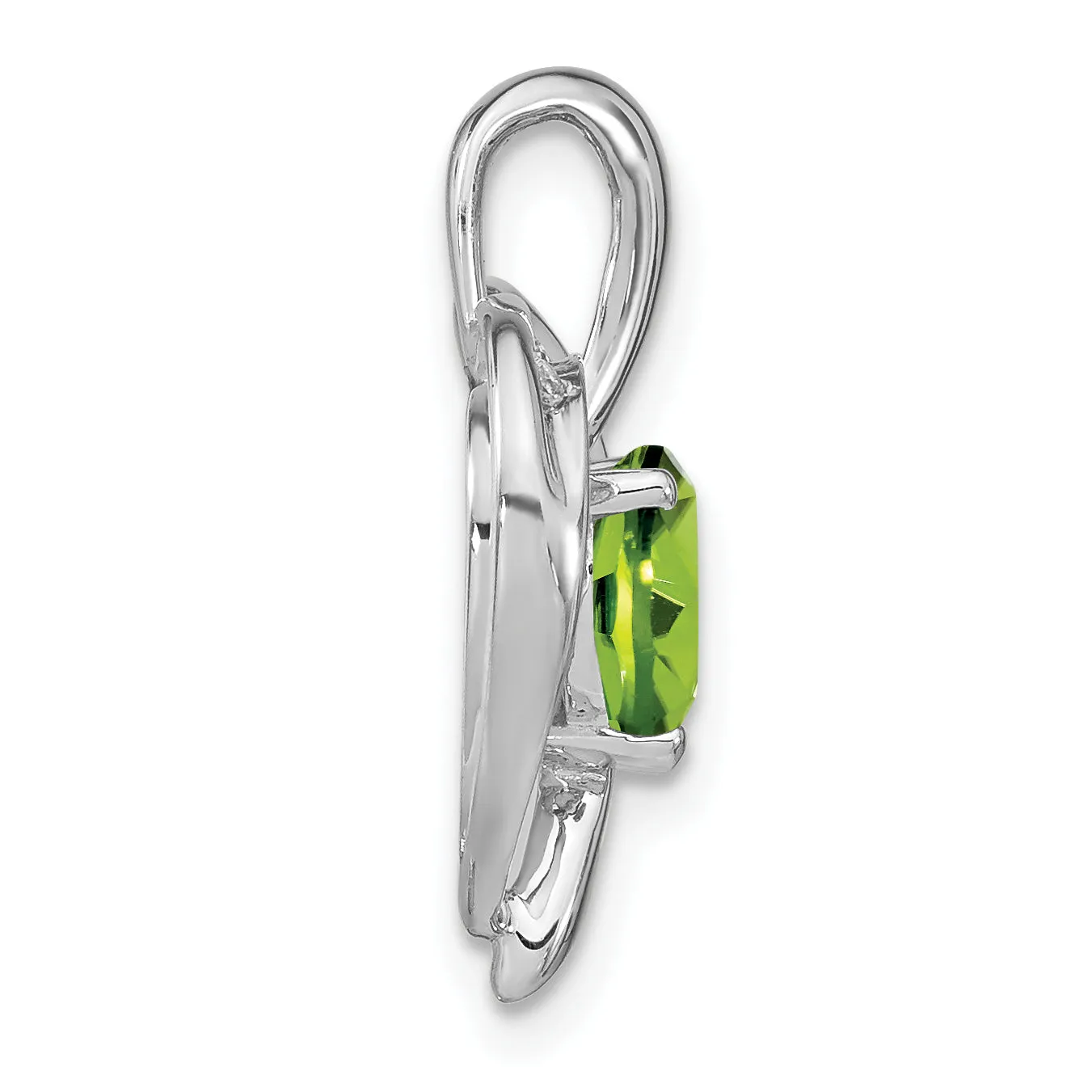 14k White Gold Peridot and Diamond Heart Pendant