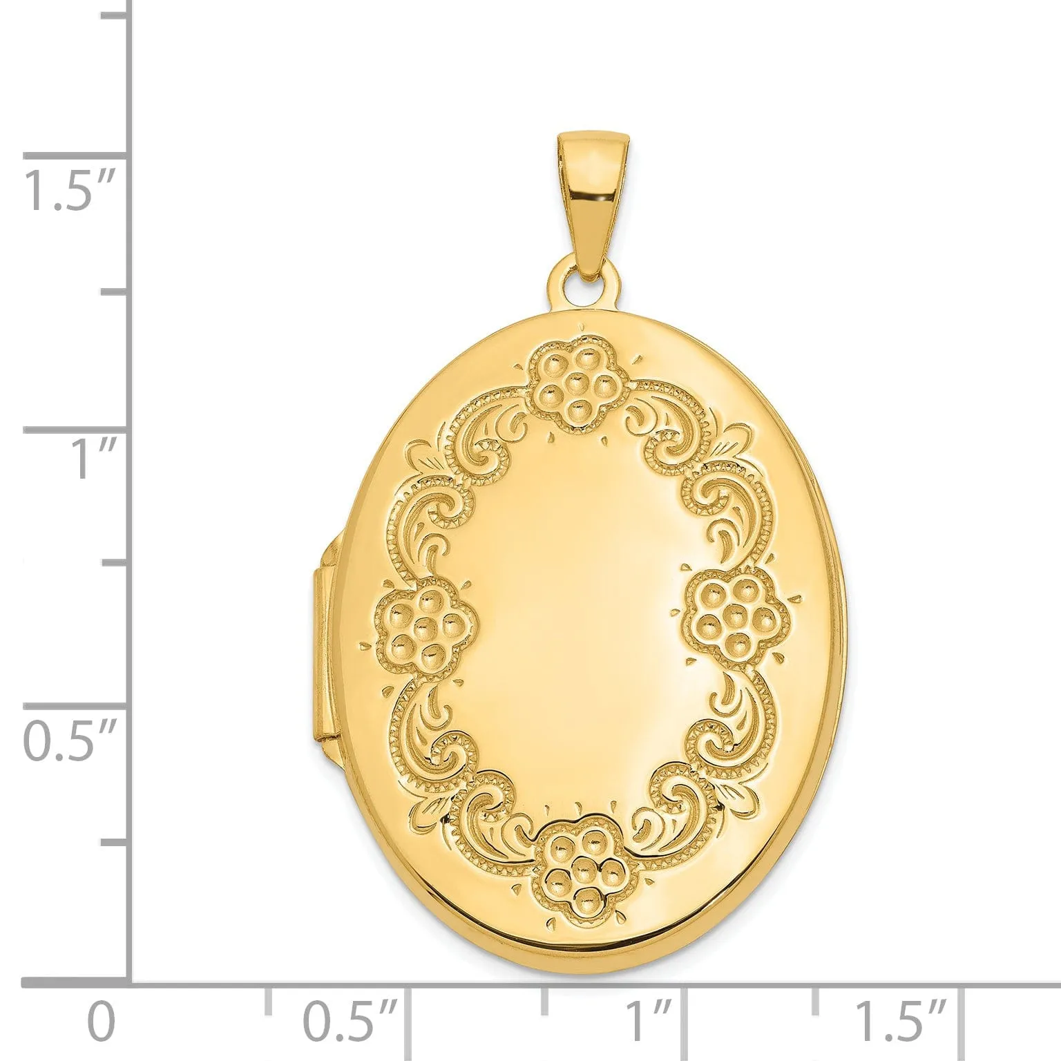 14k Yellow Gold Floral Design Oval Locket