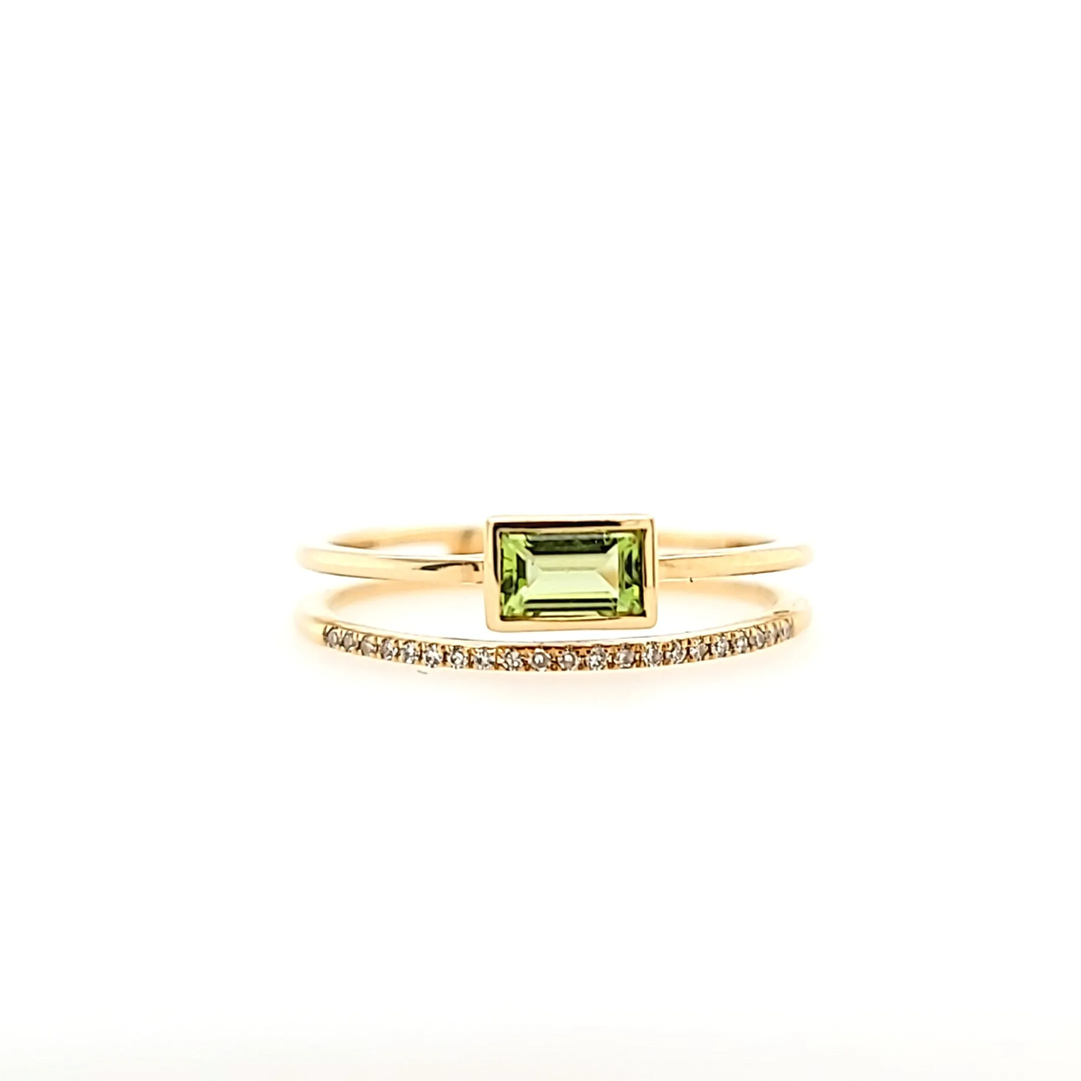 14k Yellow Gold Peridot & Diamond Ring (I7452)