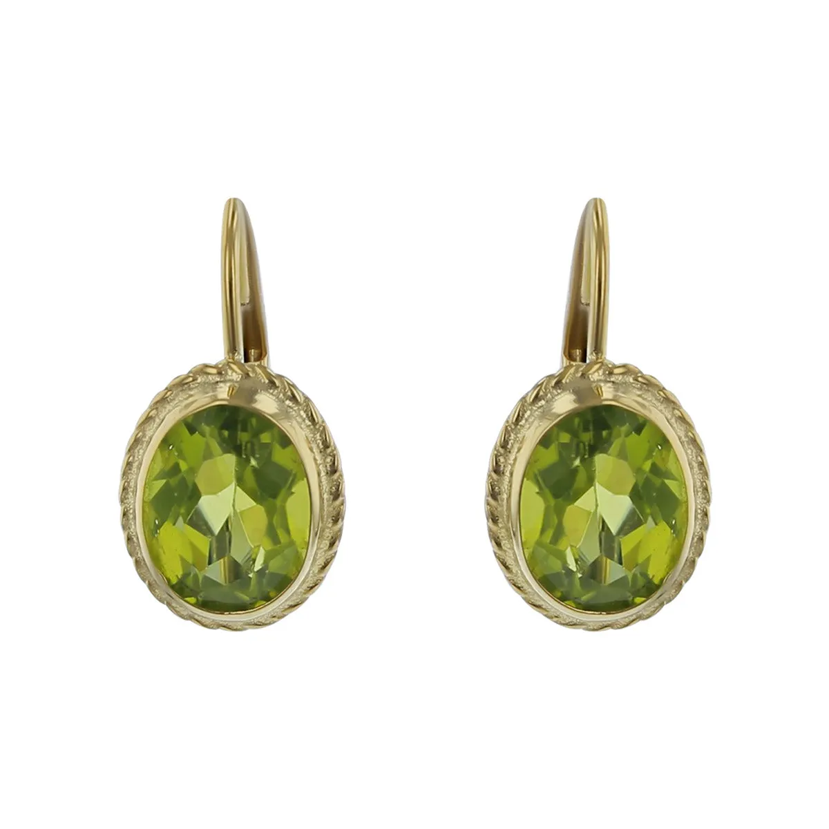 14K Yellow Gold Peridot Drop Earrings