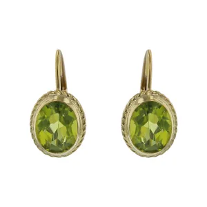 14K Yellow Gold Peridot Drop Earrings