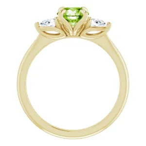 14K Yellow Natural Peridot & 1/4 CTW Natural Diamond Ring