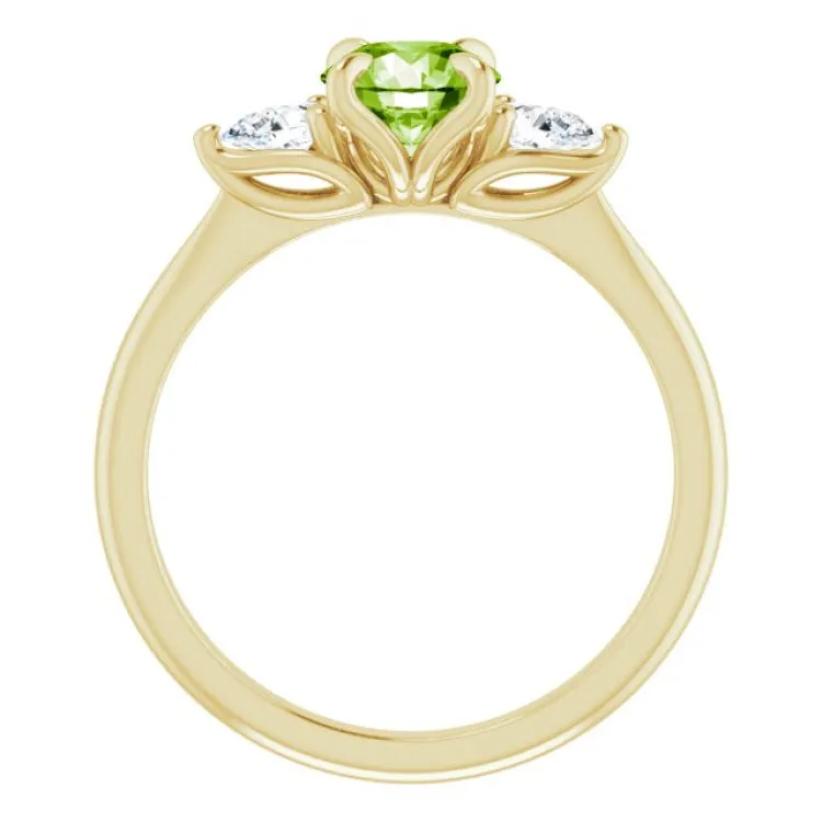 14K Yellow Natural Peridot & 1/4 CTW Natural Diamond Ring