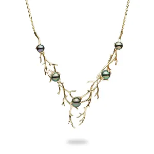 16-18" Adjustable Heritage Tahitian Pearl Necklace in Gold