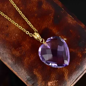 18K Gold Faceted Amethyst Heart Pendant Necklace