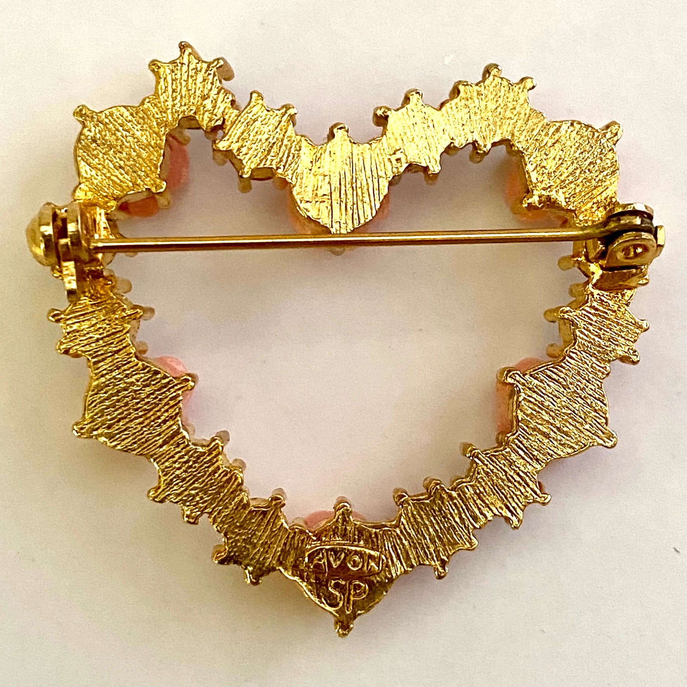 1990s Avon Rose Accented Heart Pin