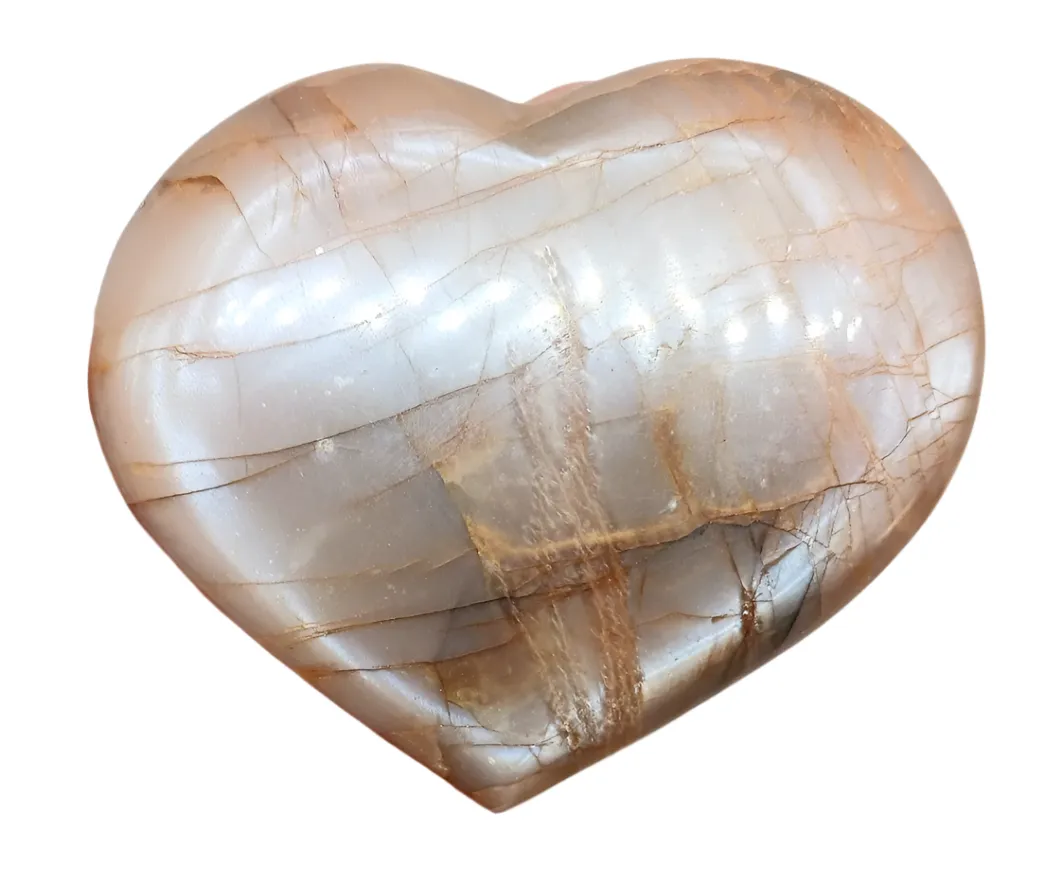 219G Peach Moonstone Crystal Heart