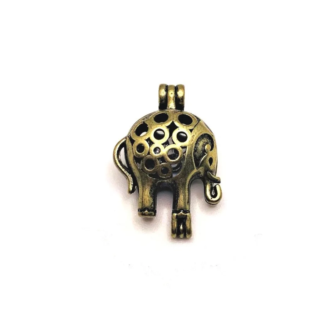 4 or 20 Pieces: Bronze Elephant Bead Diffuser Lockets