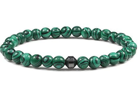 6mm Beaded Bracelet Volcanic Rock Lava Malachite White Turquoise Frosted Agate