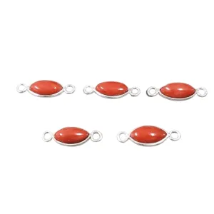 925 Silver Coral Connector Charms Marquise Shape