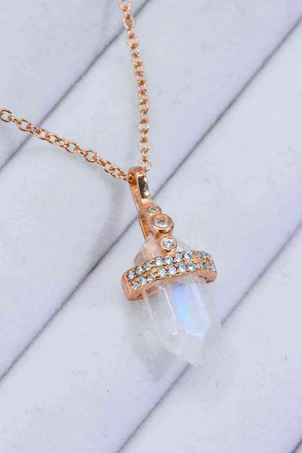 925 Sterling Silver Moonstone Pendant Necklace