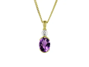 9ct Amethyst and Diamond Pendant