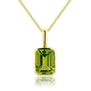 9ct Yellow Gold Large Octagon Peridot Pendant MMCH075-6YPER