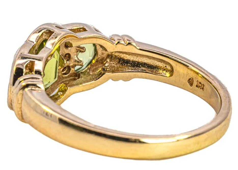 9ct Yellow Gold Peridot and Diamond Ring