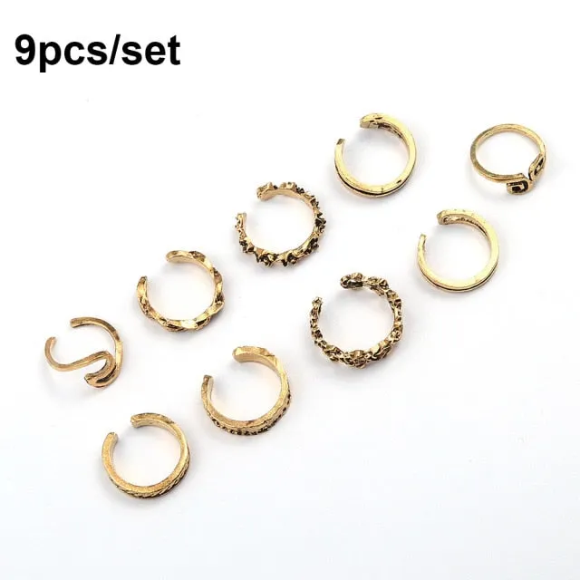 9Pcs Foot Ring Open Adjustable Toe Rings Wave Pattern