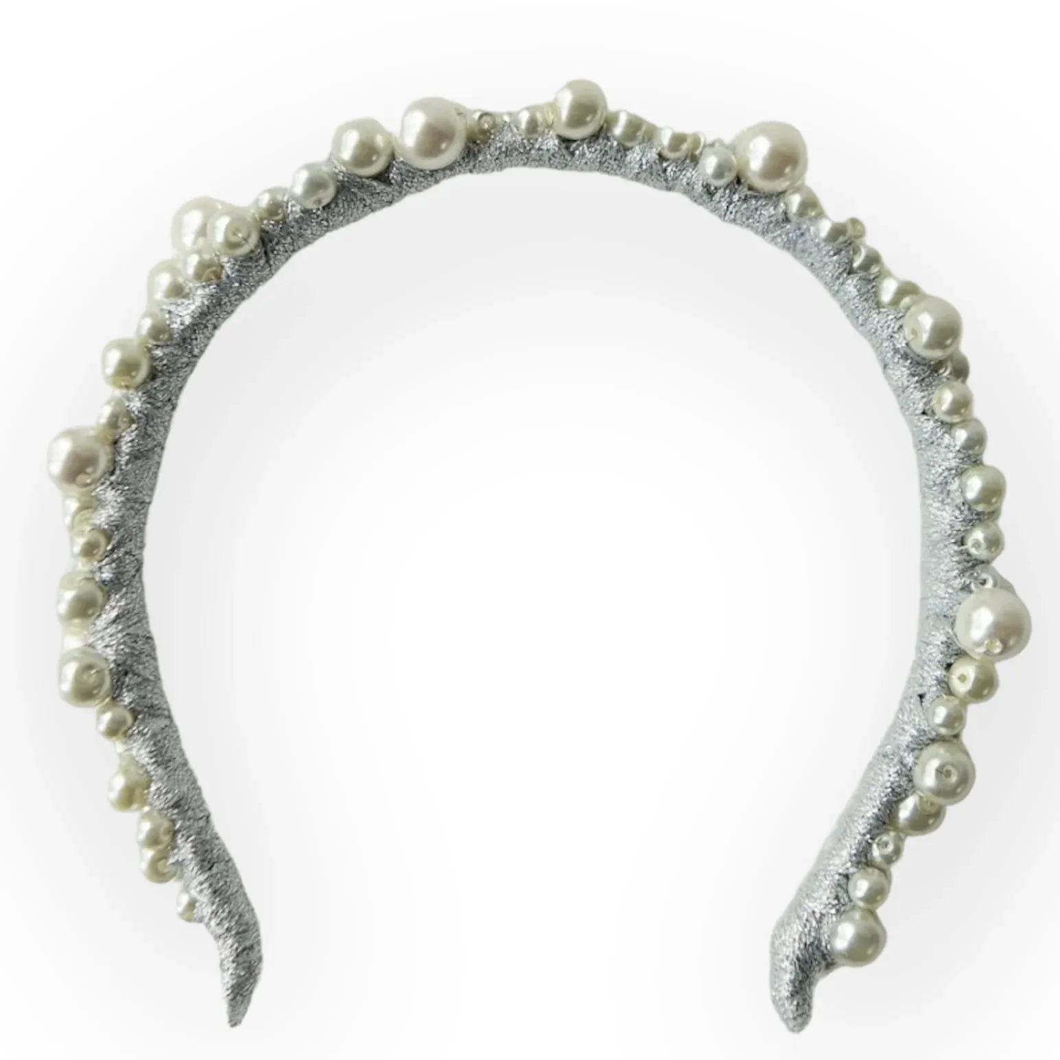 A'el Este - Charlotte - Bridal Pearl Headband - Silver