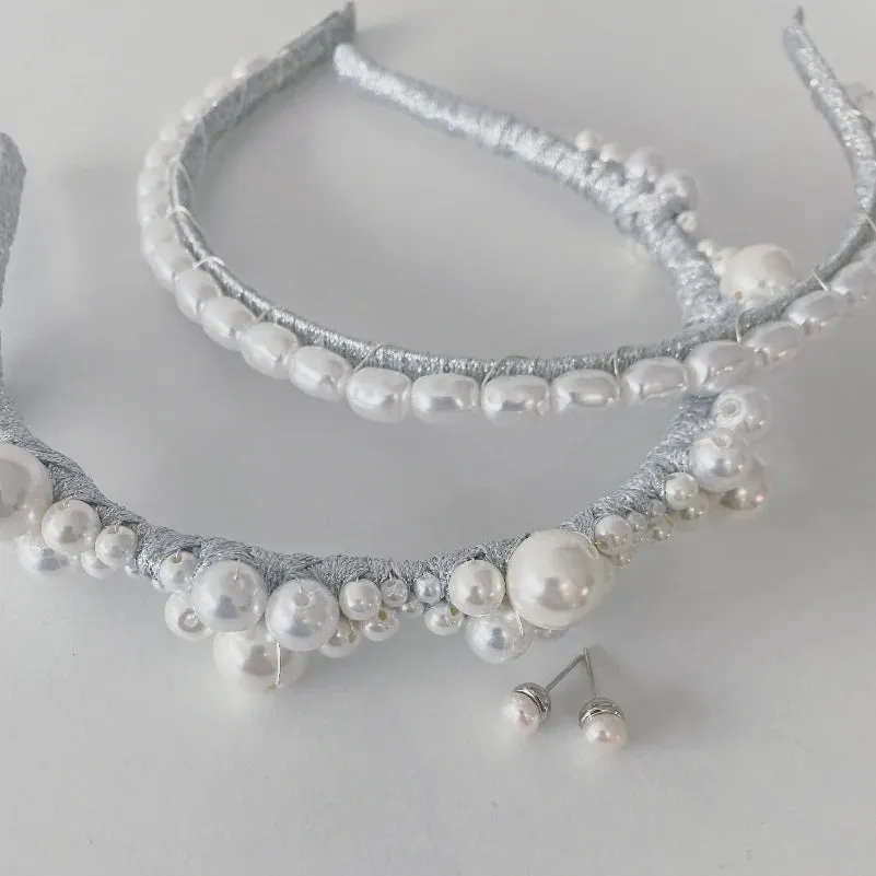 A'el Este - Charlotte - Bridal Pearl Headband - Silver