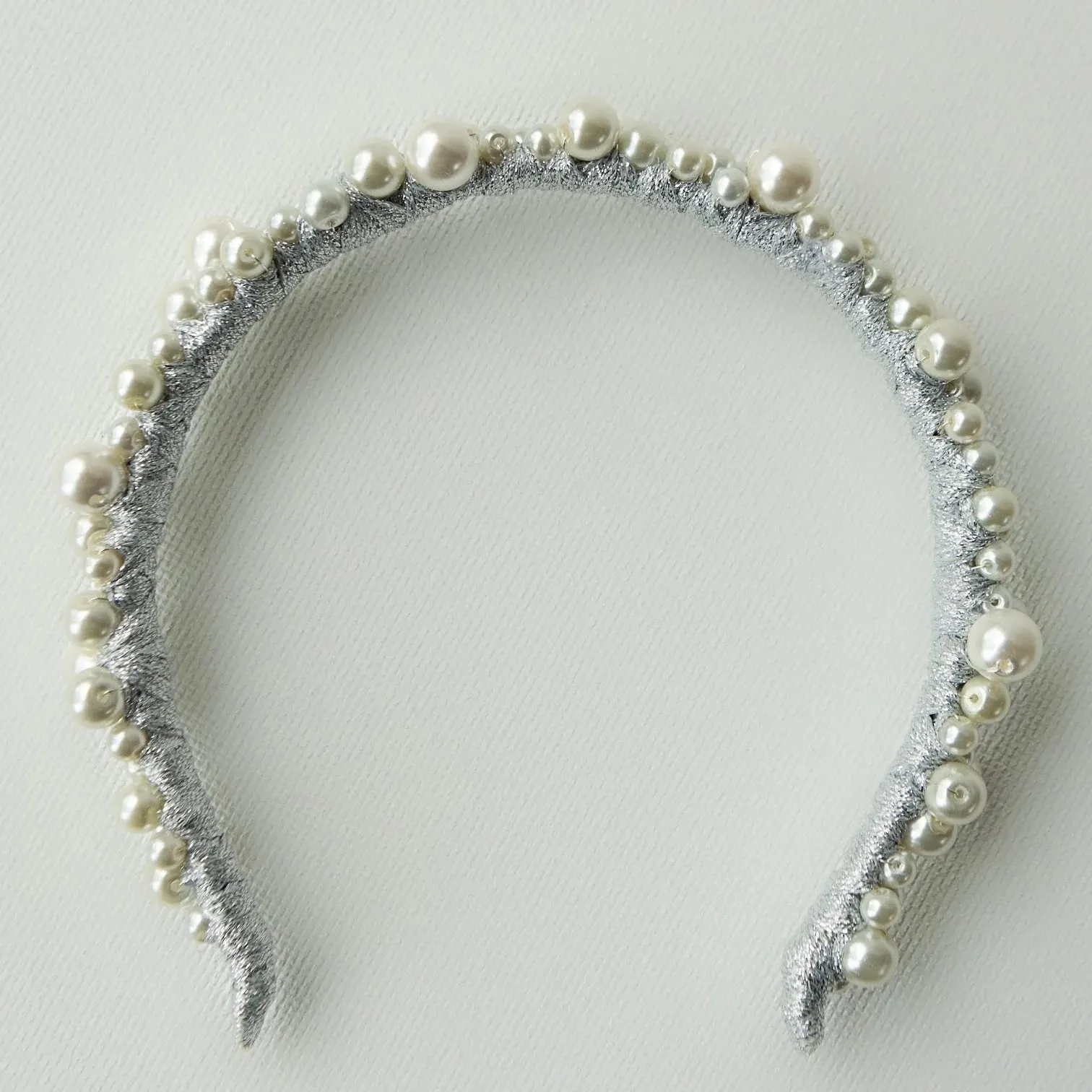 A'el Este - Charlotte - Bridal Pearl Headband - Silver