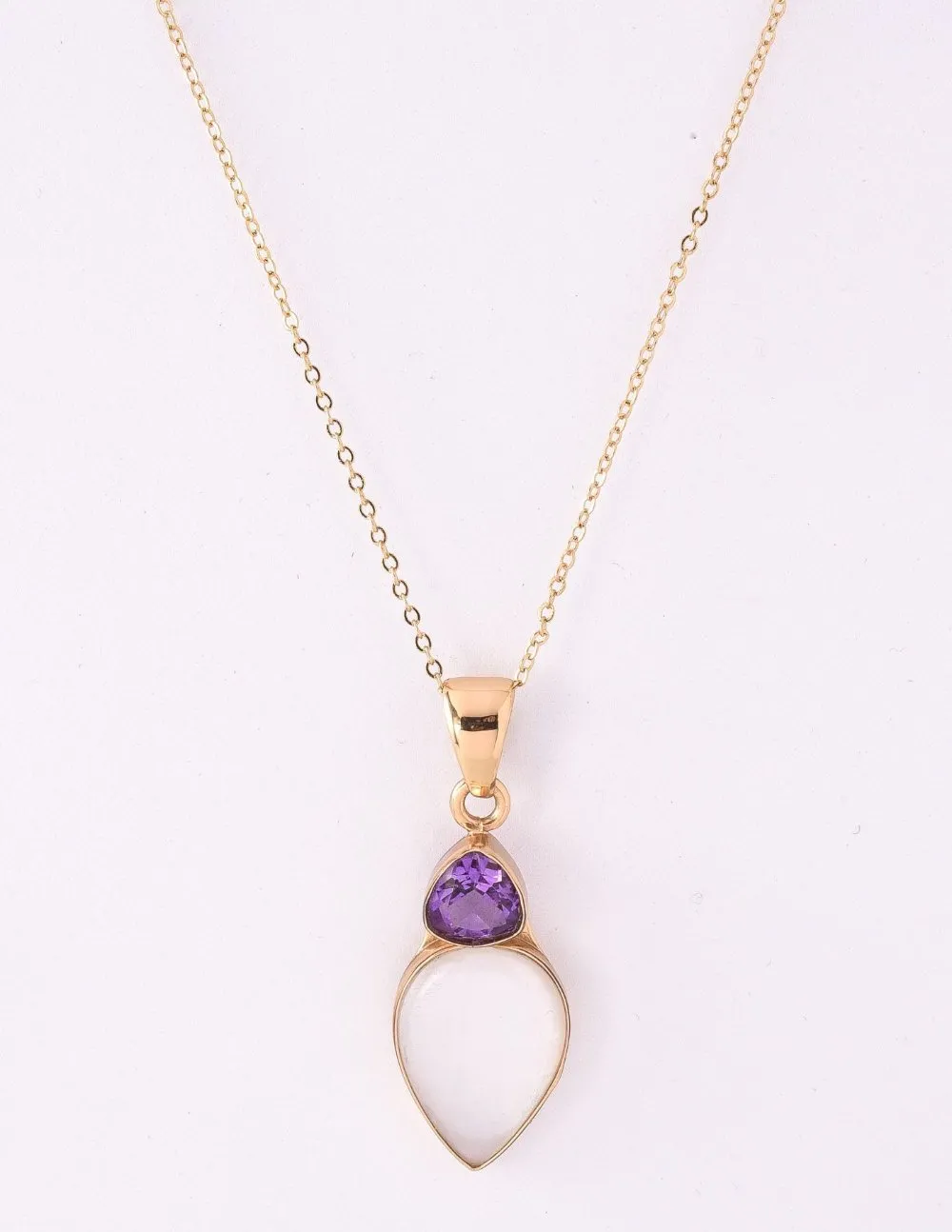 Alchemia Amethyst and Mother of Pearl Double Pendant Necklace