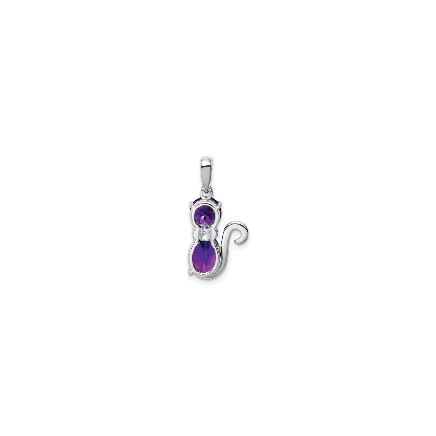 Amethyst and Diamond Cat Pendant (Silver)