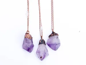 Amethyst crystal necklace | Raw amethyst pendant