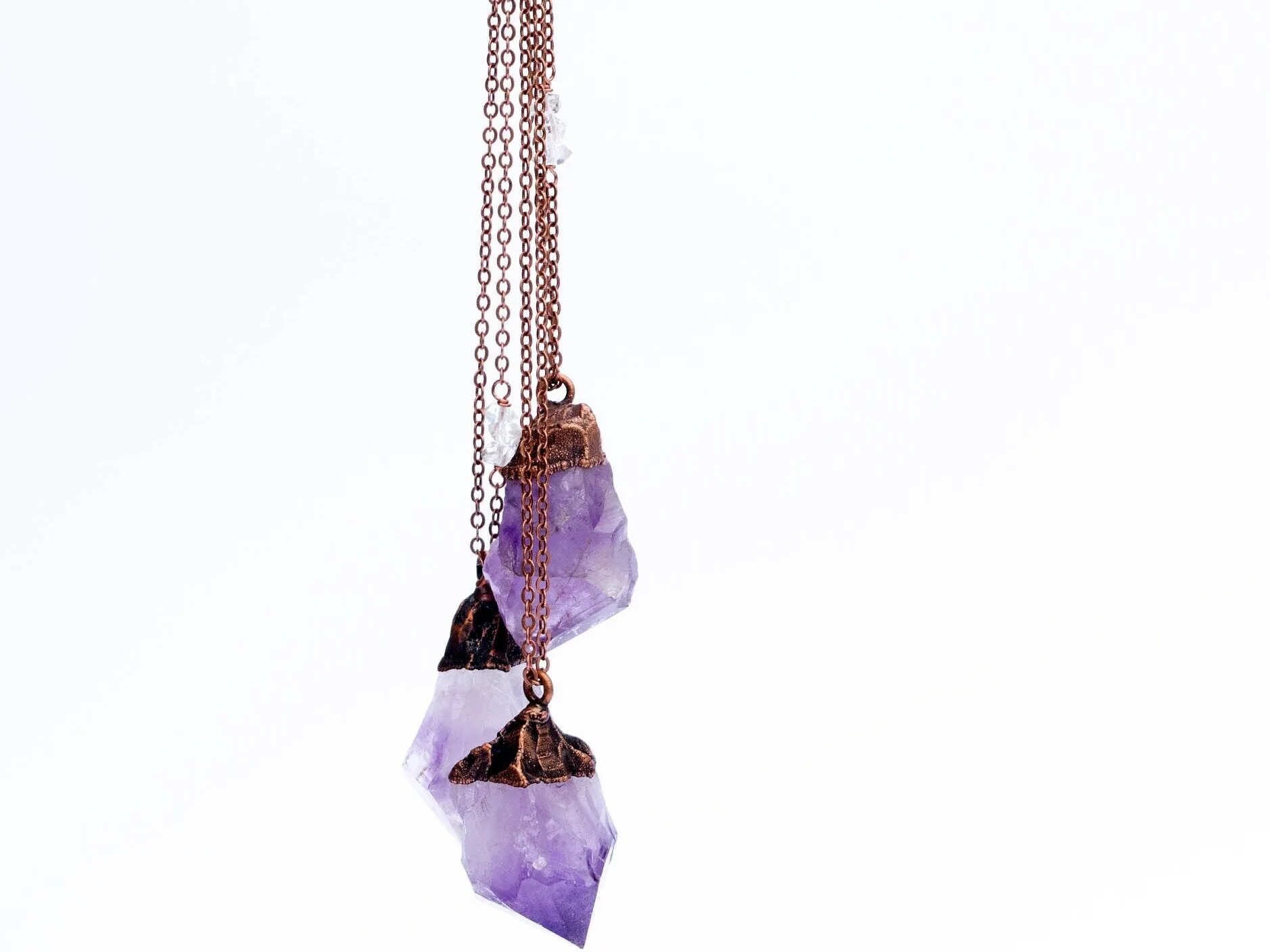 Amethyst crystal necklace | Raw amethyst pendant