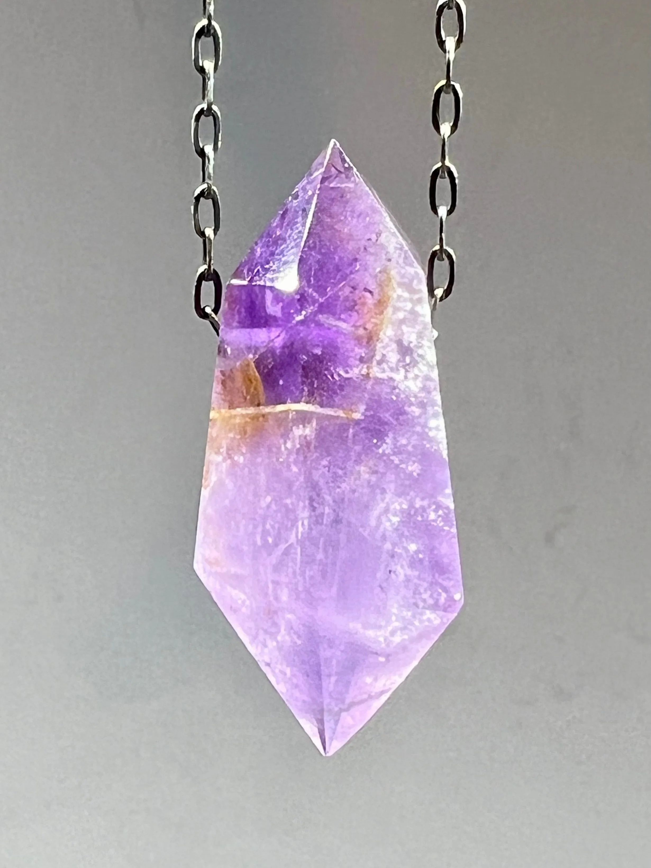 Amethyst Crystal Necklace with Chevron pattern