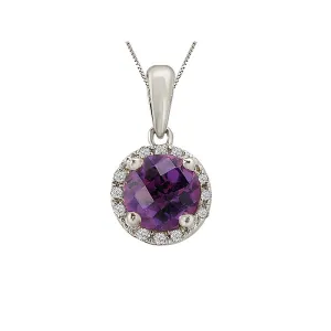 Amethyst Diamond Halo Necklace