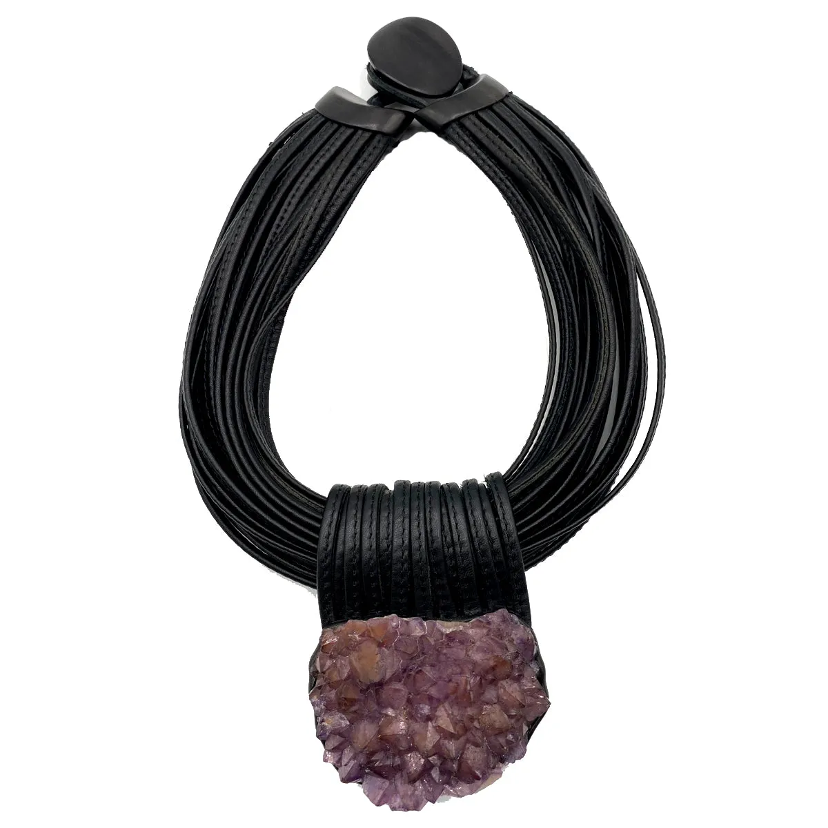 AMETHYST ON LEATHER CHOKER