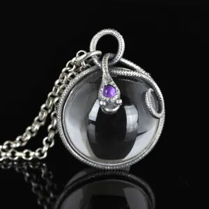 Amethyst Pools of Light Rock Crystal Snake Pendant