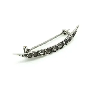 Antique Edwardian Silver Crescent Paste Brooch