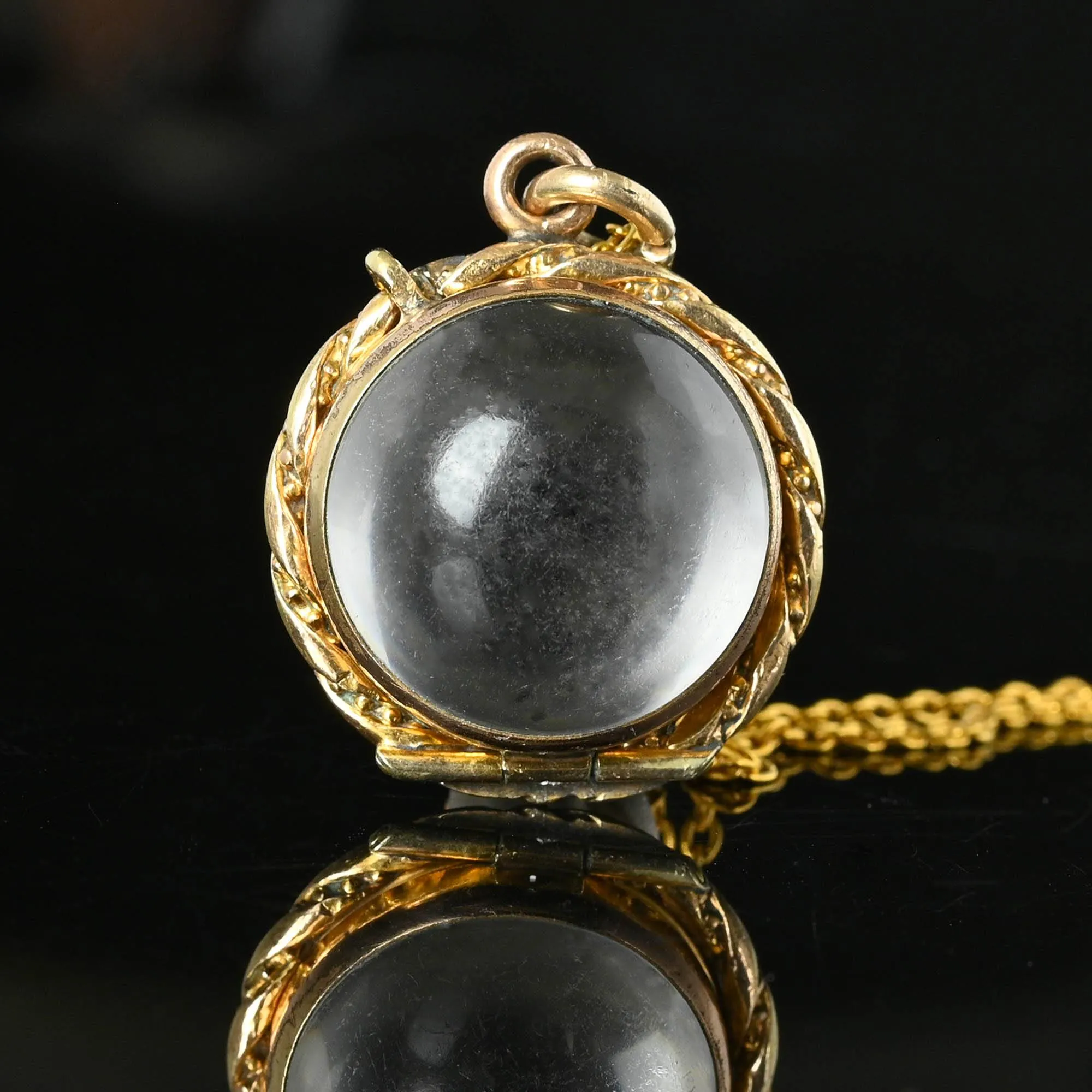 Antique Pools Of Light Rock Crystal Locket Pendant ON HOLD