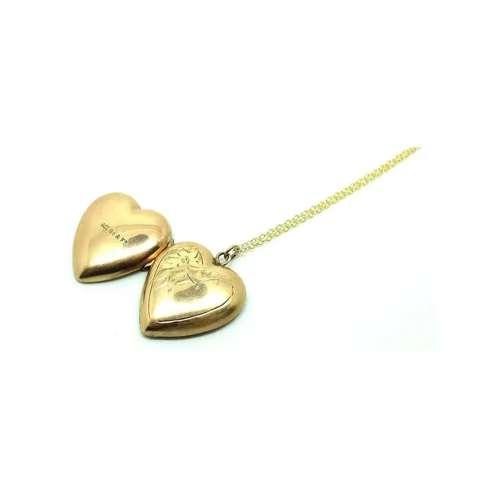 Antique Victorian (1837-1901) 9ct Gold Heart Locket Necklace