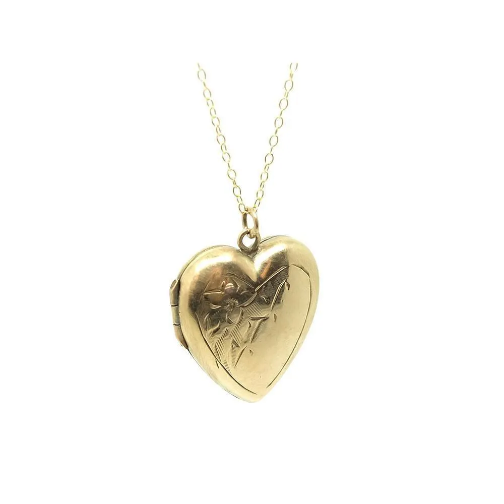 Antique Victorian (1837-1901) 9ct Gold Heart Locket Necklace