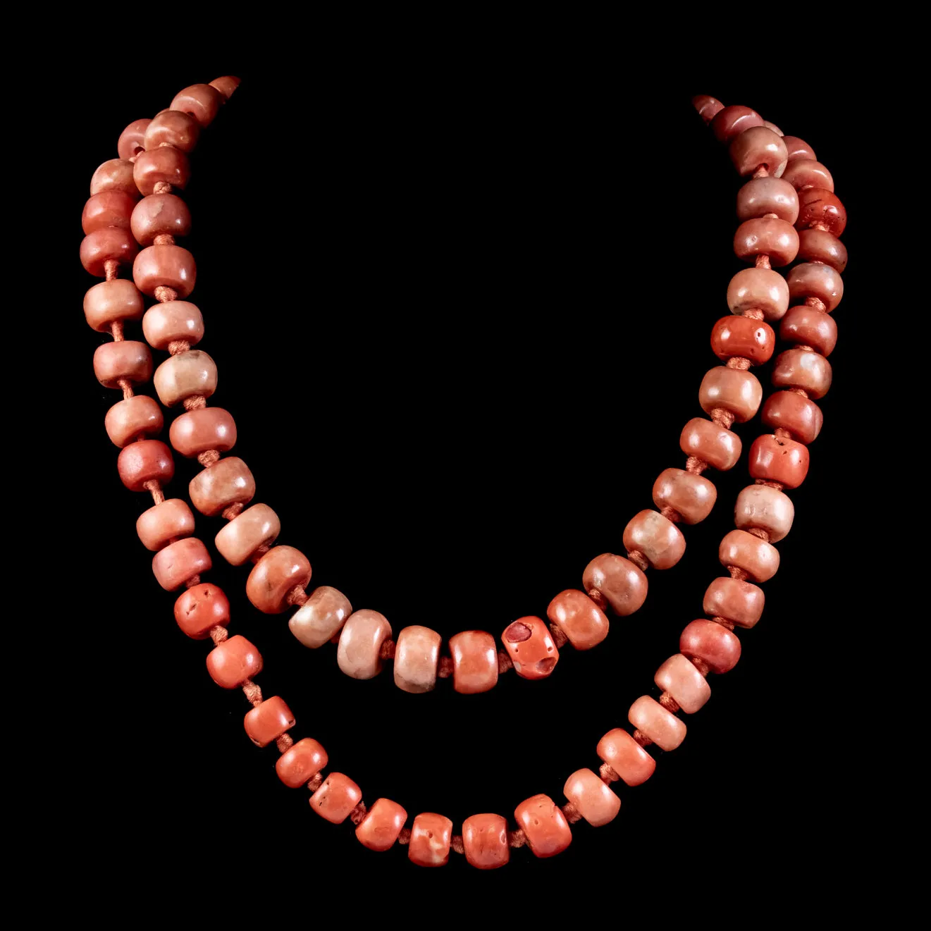 Antique Victorian Coral Bead Necklace Circa 1880