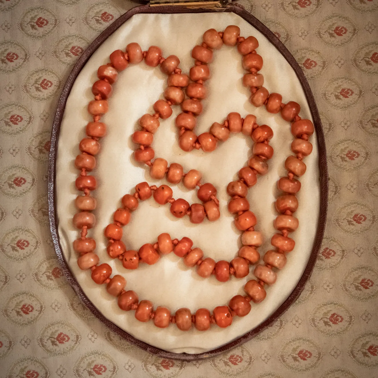 Antique Victorian Coral Bead Necklace Circa 1880