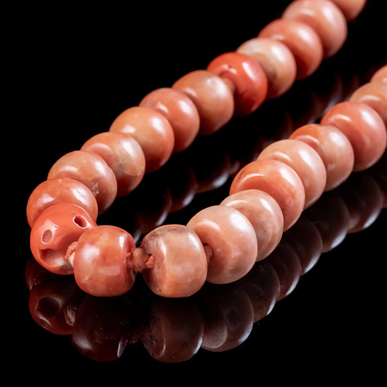 Antique Victorian Coral Bead Necklace Circa 1880