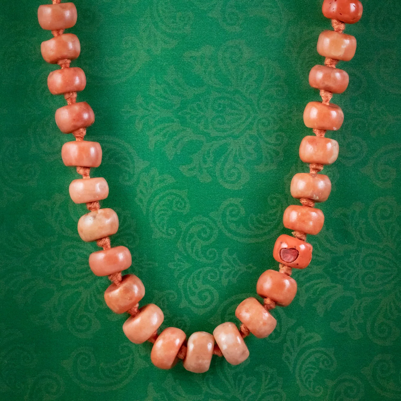 Antique Victorian Coral Bead Necklace Circa 1880