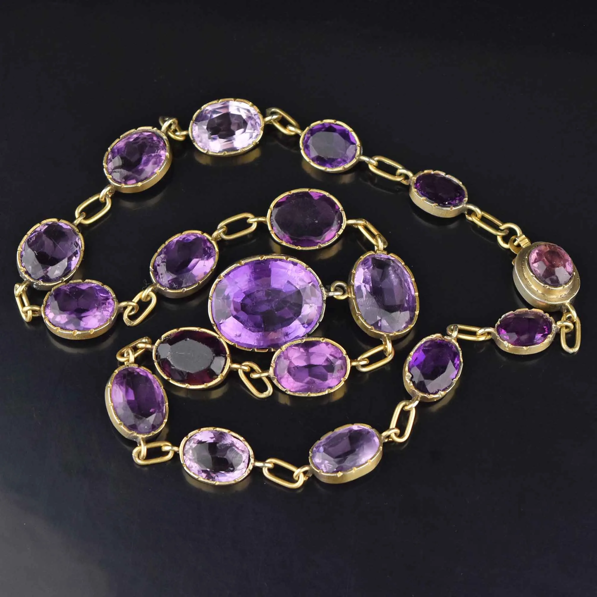 Antique Victorian Natural Amethyst Riviere Choker Necklace