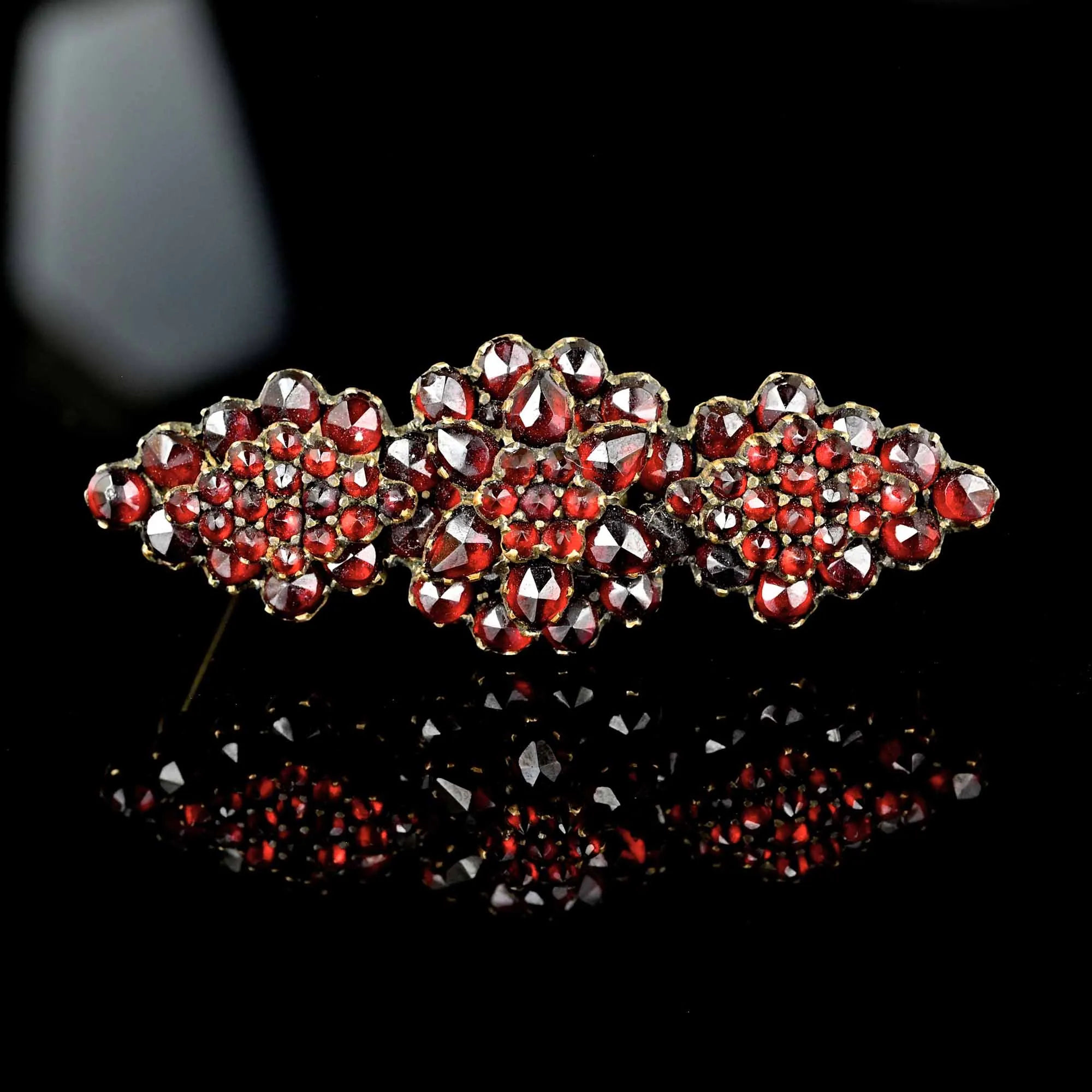 Antique Victorian Rose Cut Bohemian Garnet Brooch