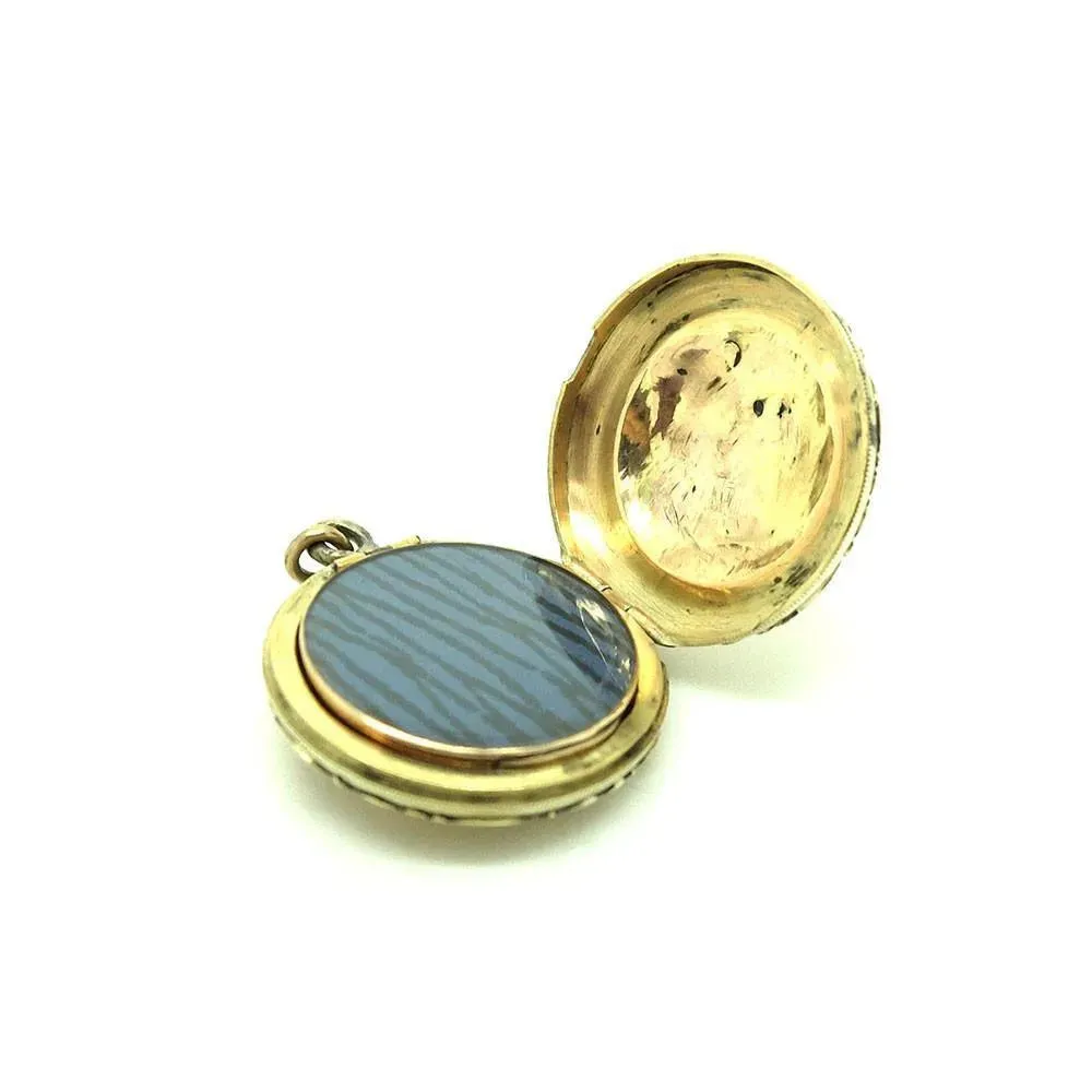 Antique Victorian Solid 9ct Gold Round Locket Necklace